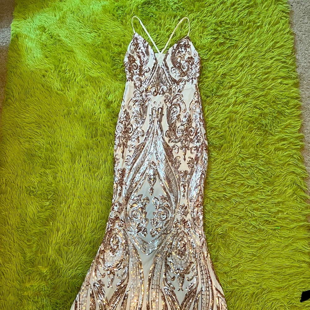 Fashion Nova Gold Dress with Sequins size SMALL